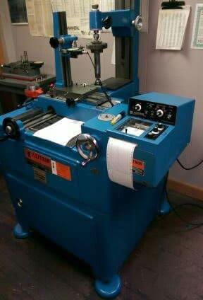 The ITW profile tester set up to measure a gear tooth form.