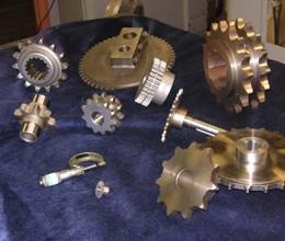 Custom made sprockets in a range of diameters.